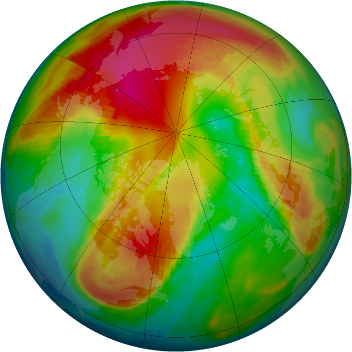 Arctic ozone map for 25 February 1988